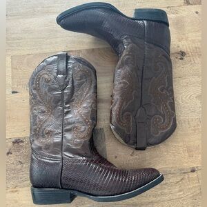 Circle G Python Square Toe Brown Western Boots rodeo size 7 EE leather